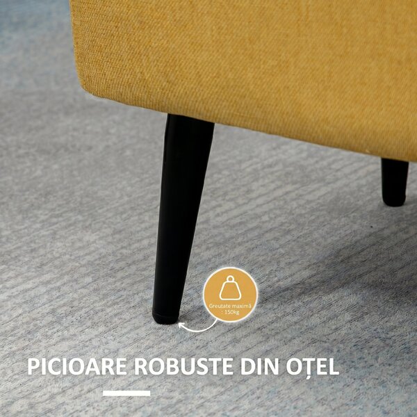 HOMCOM Bancă de la Capătul Patului cu Spațiu de Depozitare și Acoperire în Poliester Galben, 101x38.5x44.5 cm | Aosom Romania