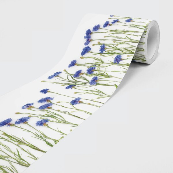 Bordură autoadezivă din vlies flori albastre 15 cm x 5 m
