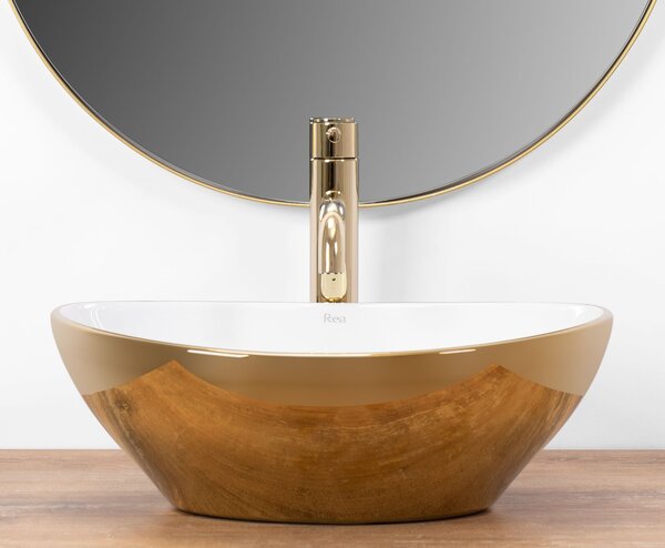Lavoar pentru blat Rea Sofia Gold / Alb