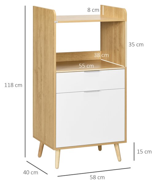 Dulap pentru Cuptorul cu Microunde, Dulap de Bucatarie cu Dulap de Depozitare, Sertar, Camera de Zi 58x40x118cm HOMCOM | Aosom Romania