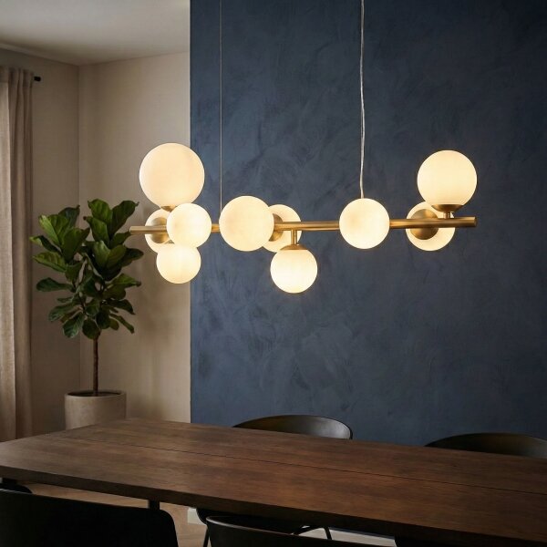 Lustră LED pe cablu Ideal Lux PERLAGE 10xG9/3W/230V auriu/alb