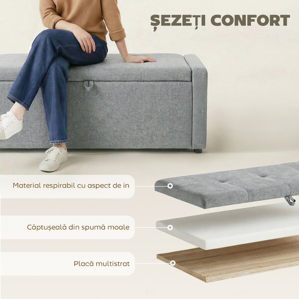 HOMCOM pouf interior taburet bancă suport capăt pat | Aosom Romania