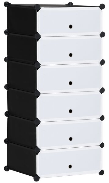 HOMCOM Mobilier pentru incaltaminte modular, 6 cuburi 45x35x17cm din plastic PP si otel, alb | Aosom Romania
