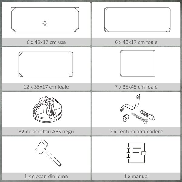 HOMCOM Mobilier pentru incaltaminte modular, 6 cuburi 45x35x17cm din plastic PP si otel, alb | Aosom Romania