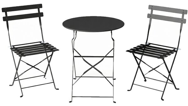 Outsunny Set Bistro Exterior, Mobilier Pliabil cu Masă și 2 Scaune, Negru | Aosom Romania