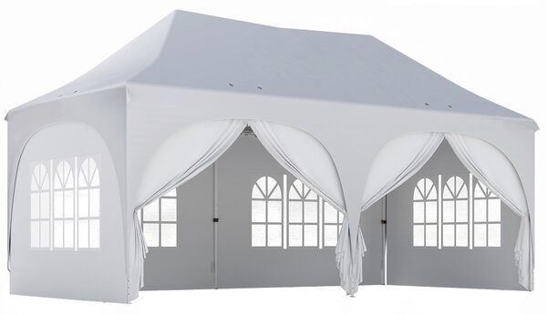 Outsunny Gazebo pliabil 3x6 m, cu pereți detașabili, saci cu nisip, geantă de transport și protecție UV30+, gri deschis/alb | Aosom Romania