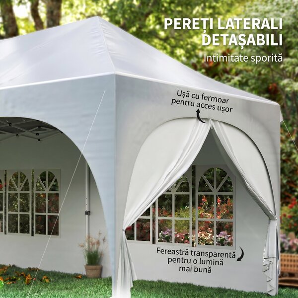 Outsunny Gazebo pliabil 3x6 m, cu pereți detașabili, saci cu nisip, geantă de transport și protecție UV30+, gri deschis/alb | Aosom Romania