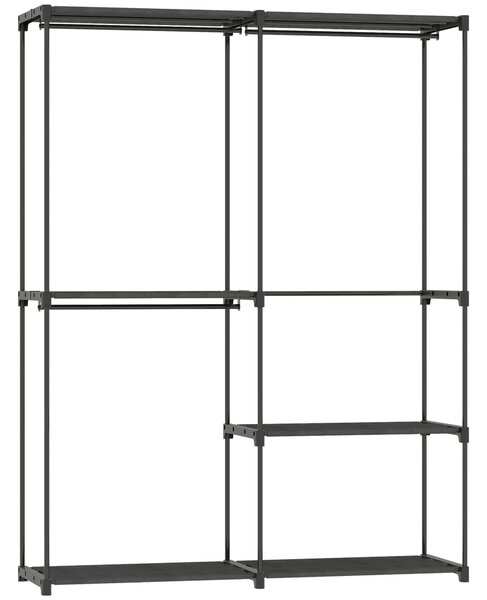 HOMCOM Dulap de Haine cu 2 Bare și 4 Rafturi, din Material Non-Țesut, Plastic și Oțel, 142x43x185 cm, Negru | Aosom Romania