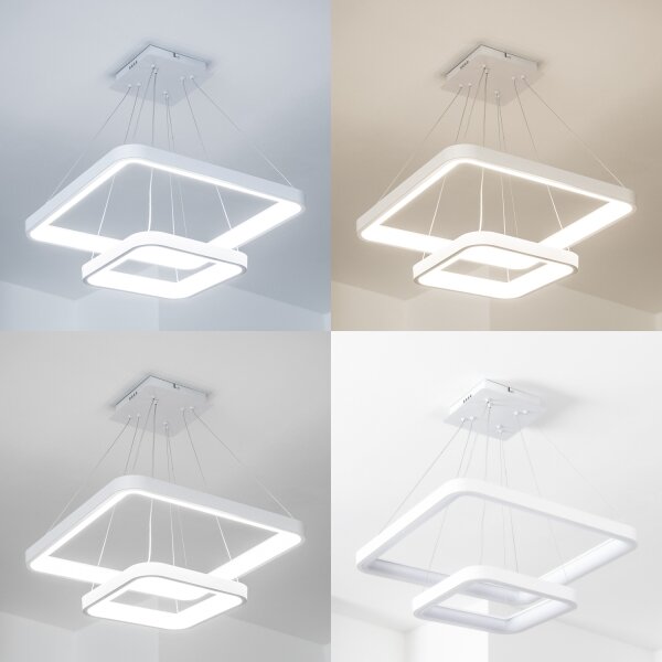 Brilagi - Lustră LED reglabilă pe cablu FALCON SLIM, 78 W, 230 V, 50x50 cm, albă + telecomandă