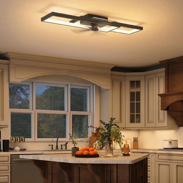 HOMCOM Plafonieră LED Reglabilă cu Telecomandă și Întrerupător, Temperatura Culoare 3000-6000K, Lampă de Design pentru Living și Sufragerie, 70x30 cm, Negru | Aosom Romania