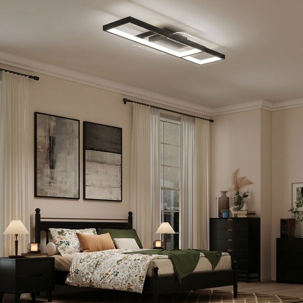 HOMCOM Plafonieră LED Reglabilă cu Telecomandă și Întrerupător, Temperatura Culoare 3000-6000K, Lampă de Design pentru Living și Sufragerie, 70x30 cm, Negru | Aosom Romania