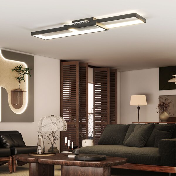 HOMCOM Plafonieră LED Reglabilă cu Telecomandă și Întrerupător, Temperatura Culoare 3000-6000K, Lampă de Design pentru Living și Sufragerie, 70x30 cm, Negru | Aosom Romania