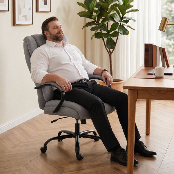 Vinsetto Scaun de birou ergonomic din material tip in, 220 kg, rotativ, reglabil pe înălțime, gri deschis | Aosom Romania