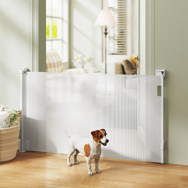 PawHut Gard Extensibil pentru Câini 0-144cm cu Blocare Automată, Alb | Aosom Romania