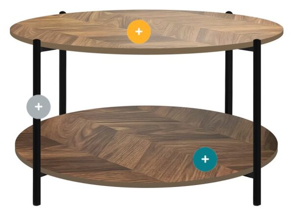 Masuta cafea 2HOME Nook, Rotund, Nature, 80cm