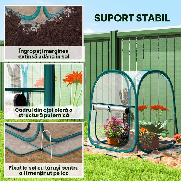 Outsunny Seră Mică Portabilă cu Design Pop-up și Geantă de Depozitare, 70x70x80 cm, Transparent | Aosom Romania