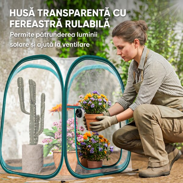 Outsunny Seră Mică Portabilă cu Design Pop-up și Geantă de Depozitare, 70x70x80 cm, Transparent | Aosom Romania
