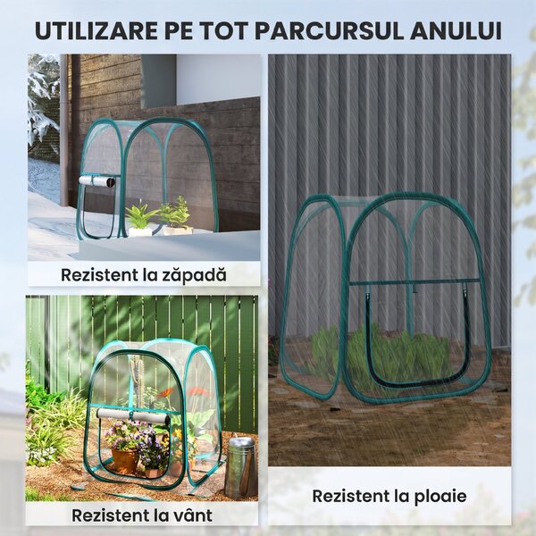 Outsunny Seră Mică Portabilă cu Design Pop-up și Geantă de Depozitare, 70x70x80 cm, Transparent | Aosom Romania