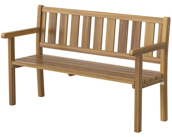 Outsunny Bancă de Grădină pentru 2 Persoane, Bancă de Exterior cu Lamele din Lemn de Molid, Stil Country, Bancă pentru Terasă, Patio și Curte, 150x57x93 cm, Culoare Teak | Aosom Romania