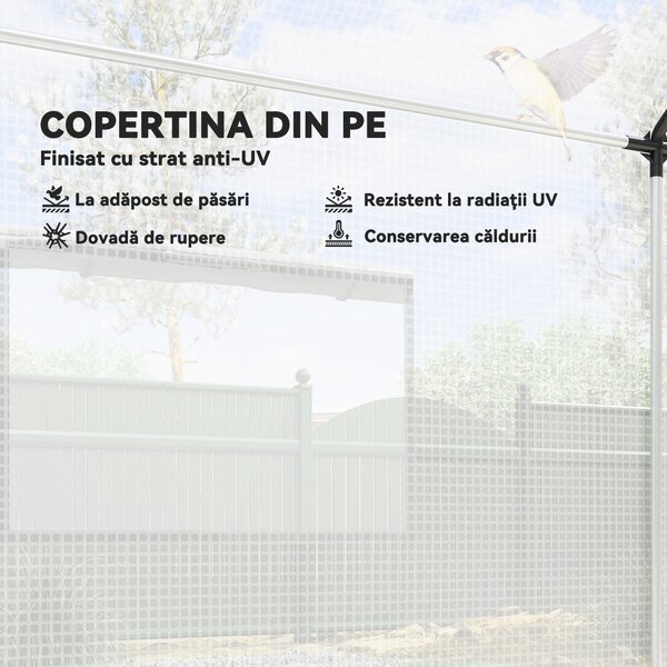 Outsunny Seră de Grădină Tip Tunel 2x3x2 m cu Uși și Ferestre Rulabile, Seră pentru Plante cu Acoperiș Înclinat, Structură din Oțel și Acoperire PE, Anti UV, Alb | Aosom Romania