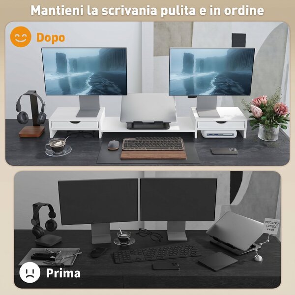 HOMCOM Suport pentru Monitor Reglabil, Alb | Aosom Romania