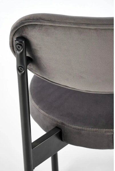 Scaun tapitat K509, gri, stofa catifelata, 42x48x80 cm
