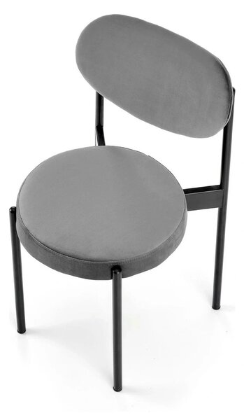 Scaun tapitat K509, gri, stofa catifelata, 42x48x80 cm