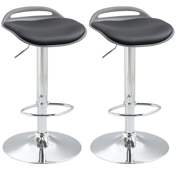 HOMCOM Set de 2 scaune de bar cu inaltime reglabila, scaune de bucatarie inalte pivotante cu suport pentru picioare, negru | AOSOM RO