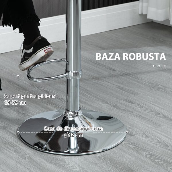 HOMCOM Set de 2 Scaune de Bar cu Înălțime Reglabilă și Suport pentru Picioare, 39x41x68-88 cm, Negru | Aosom Romania
