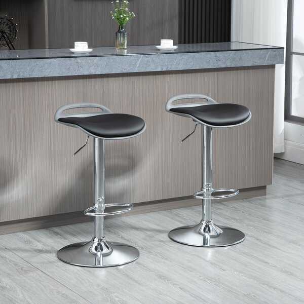 HOMCOM Set de 2 Scaune de Bar cu Înălțime Reglabilă și Suport pentru Picioare, 39x41x68-88 cm, Negru | Aosom Romania