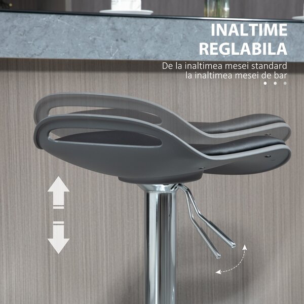 HOMCOM Set de 2 Scaune de Bar cu Înălțime Reglabilă și Suport pentru Picioare, 39x41x68-88 cm, Negru | Aosom Romania