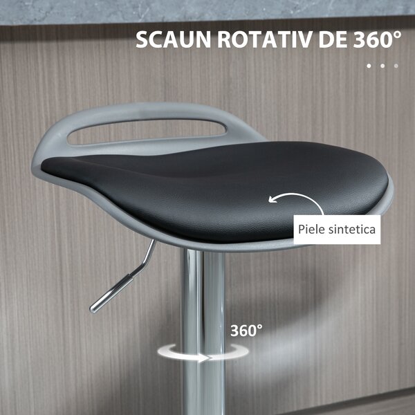 HOMCOM Set de 2 Scaune de Bar cu Înălțime Reglabilă și Suport pentru Picioare, 39x41x68-88 cm, Negru | Aosom Romania