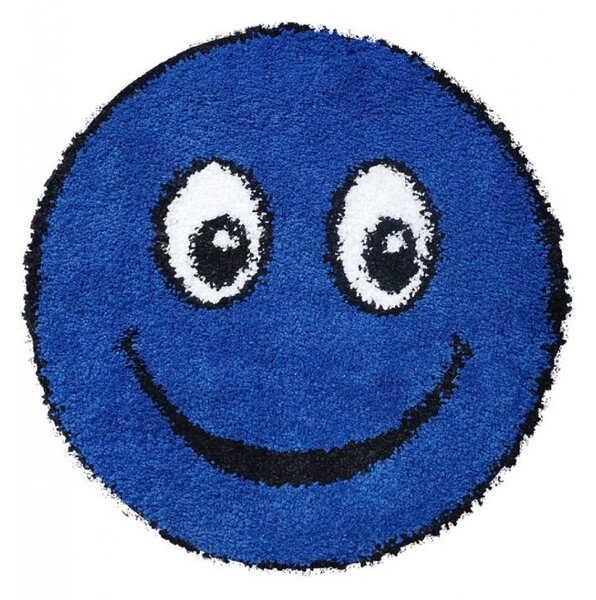 Covor Rotund,Model Smile 12003A 3313, Camera Copilului, Dimensiunea 67x67 cm, Albastru Inchis Rotund, 67x67