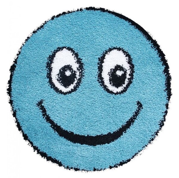 Covor Rotund,Model Smile 12003A 3312, Camera Copilului, Dimensiunea 67x67 cm, Albastru Rotund, 67x67