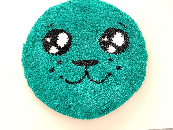 Covor Rotund, Model Smile 12090 6236, Camera Copilului, Dimensiunea 67x67 cm, Verde Rotund, 67x67