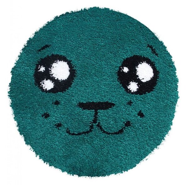 Covor Rotund, Model Smile 12090 6236, Camera Copilului, Dimensiunea 67x67 cm, Verde Rotund, 67x67