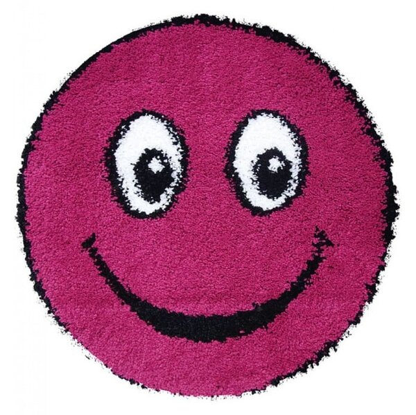 Covor Rotund,Model Smile 12003A 2115, Camera Copilului, Dimensiunea 67x67 cm, Roz Rotund, 67x67