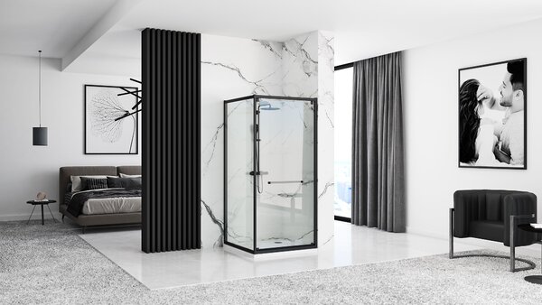 Rea Space In, cabină de duș 80x100, sticlă transparentă de 6 mm, profil negru, REA-K8882