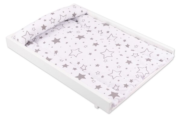 Set masuta de infasat din lemn atasabila pe patut si salteluta din bumbac impermeabila Kidizi Galaxy Grey