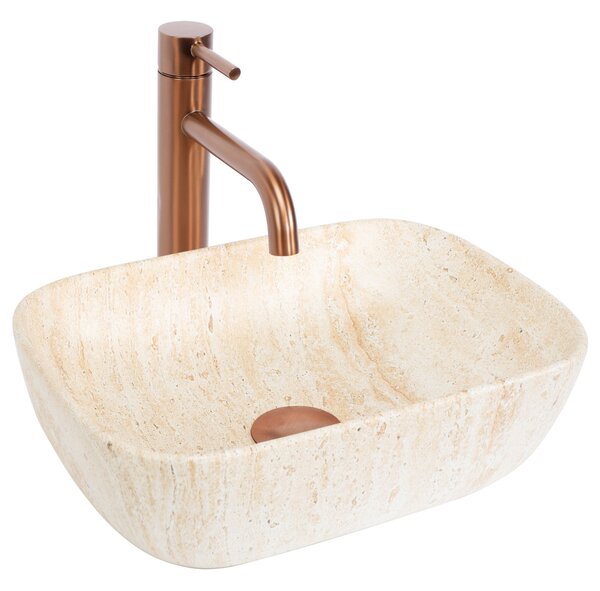 Lavoar pentru blat Rea BELINDA MINI TRAVERTINE MATT
