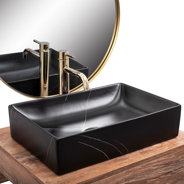 Lavoar pe blat Rea Inga Black Marble Mat
