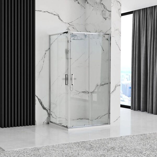 Rea Punto, cabină de duș cu ușă glisantă 100 (uşă) x 80 (uşă) x 190 cm, sticlă transparentă de 5 mm, profil cromat, REA-K1889