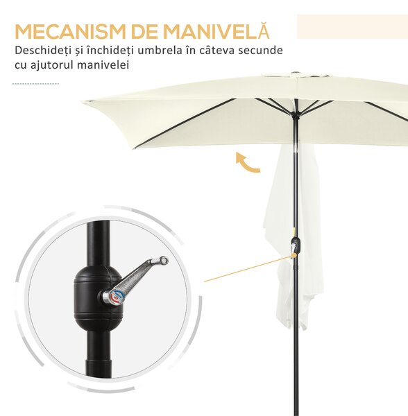 Outsunny Umbrelă de Grădină Mare, Aluminiu și Poliester, 195x295x240cm, Alb Crem și Negru | Aosom Romania