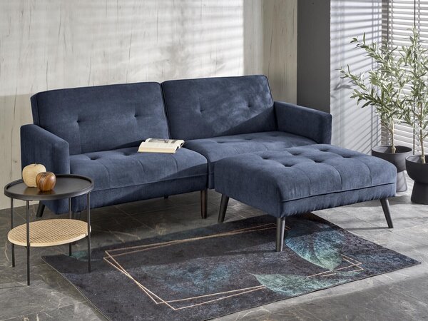 Set mobilier tapițat Houston 1732, Funcția de dormit, 55 kg, Albastru, Tapiterie, Picioare: Lemn
