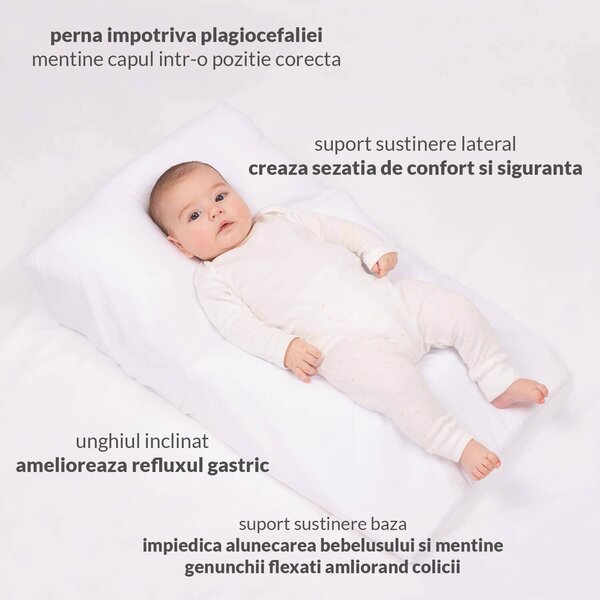 Perna antireflux ajustabila Babylounger Kidizi, include perna impotriva plagiocefaliei si suport anticolici, husa detasabila din bumbac