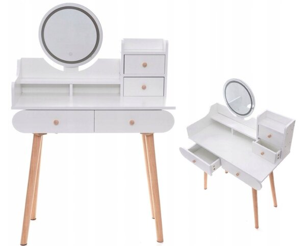 Măsuță de toaletă elegantă cu lumină LED în design scandinav