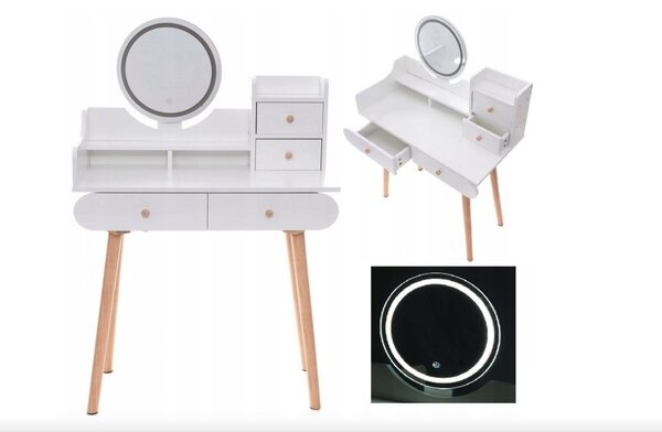 Măsuță de toaletă elegantă cu lumină LED în design scandinav