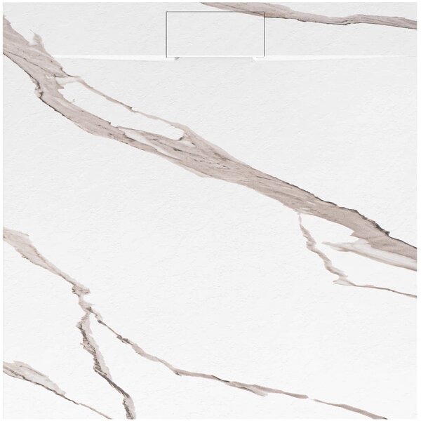 Rea Basalt Carrara, cadă de duș SMC 90x90, model cu piatră albă, REA-K7002