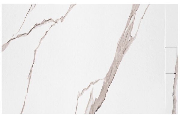 Rea Basalt Carrara, cadă de duș SMC 80x100, model piatră albă, REA-K7000