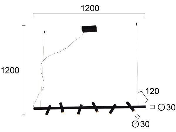 Lustră LED suspendată pe cablu CLIO LED/29W/230V neagră